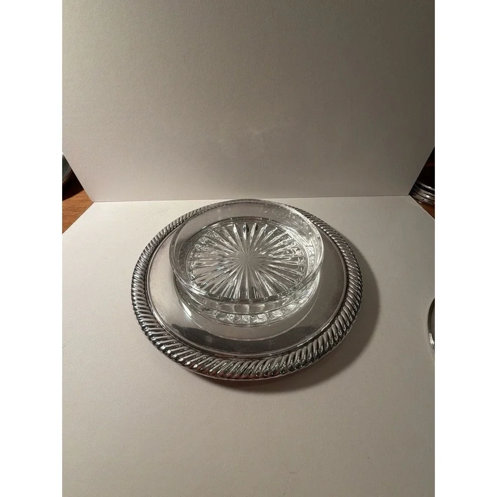 Vintage International Silver Castleton Silverplate Round Covered Butter Dish wit